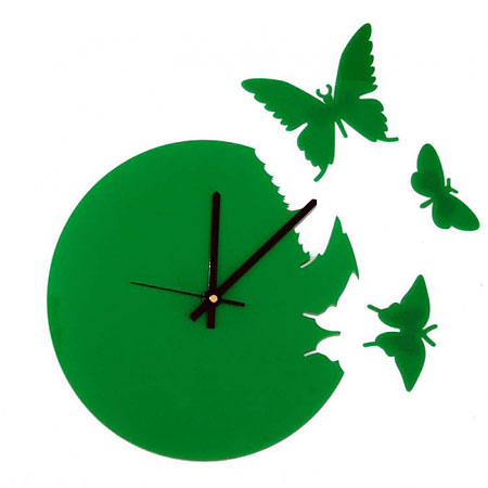 Часы настенные Порхающие бабочки зеленые cl104зел 28х28см фото 1