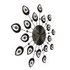 Часы настенные, серия: Ажур, Чёрные лепестки, кристаллы, d=50 см микс фото 3