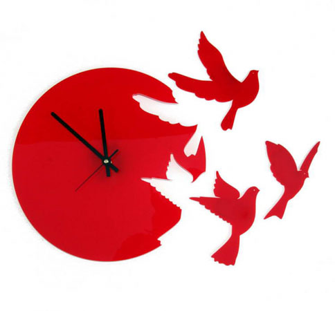 Часы настенные Летящие птицы красные cl191кр 37х40см фото 1
