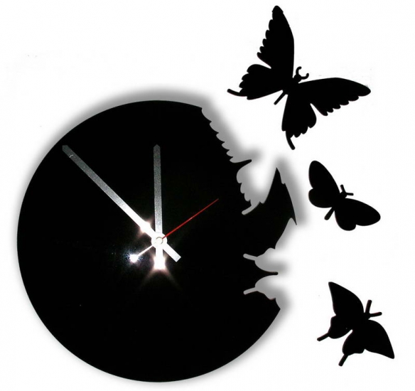 Часы настенные Порхающие бабочки черные cl104ч 28х28см фото 1