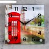Часы настенные, серия: Город, Английская телефонная будка, 25х25  см, микс фото 1