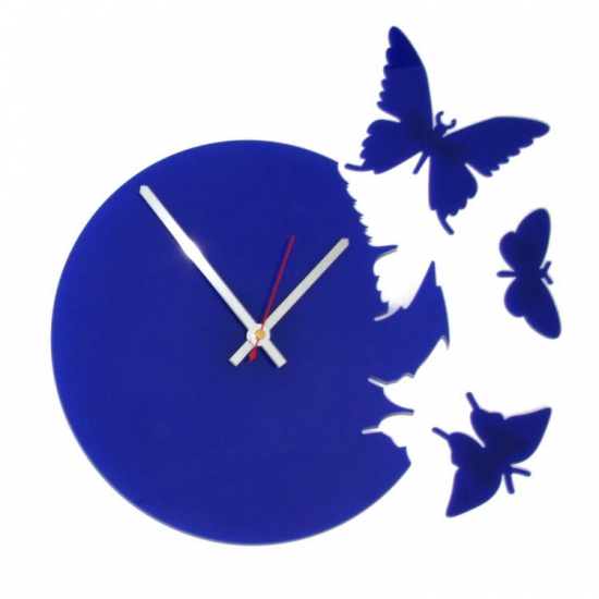 Часы Порхающие бабочки синие  cl104с 28х28см фото 1