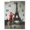 Часы настенные, серия: Город, Девушка в красном платье в Париже, 30х40  см фото 1