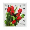 Часы настенные, серия: Цветы, Тюльпаны на белом фоне, 25х25 см фото 1