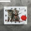 Часы настенные, серия: Животный мир, Котята с клубком, 20х26  см, микс фото 1