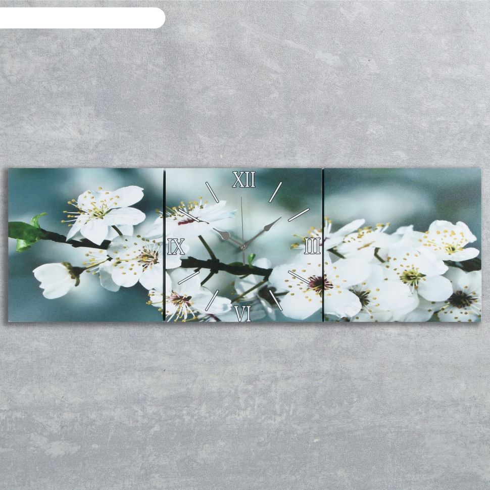Часы настенные модульные «Весеннее цветение», 35 x 110 см фото 1