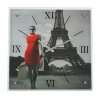 Часы настенные, серия: Люди, Девушка в красном платье в Париже, 50х50 см фото 1