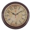 Часы настенные круглые Классика ретро, 35 см, обод коричневый фото 1