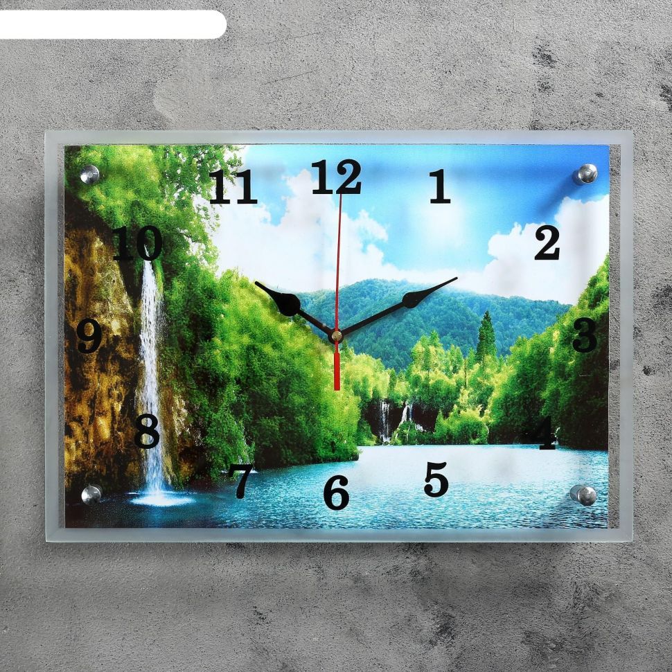 Часы настенные, серия: Природа, Горный водопад 25х35 см, микс фото 1