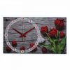 Часы настенные прямоугольные Красные тюльпаны, 36х60 см фото 1