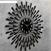 Часы настенные, серия: Ажур, Чёрные лучики, маленькие кристаллы, d=68 см,  фото 2