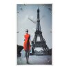 Часы настенные прямоугольные Девушка в красном платье в париже, 35х60 см фото 2