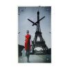 Часы настенные прямоугольные Девушка в красном платье в париже, 35х60 см фото 3