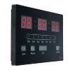 Часы настенные электронные с календарём и термометром, красные цифры 33х20 фото 3