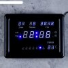 Часы-будильник настенные электронные календарь синие цифры, черный обод (о фото 1