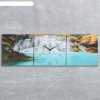Часы-картина настенные прямоугольные «Лесной водопад», 35 x 105 см фото 1