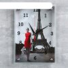 Часы настенные, серия: Город, Девушка в красном платье в Париже, микс 25х3 фото 1