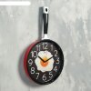 Часы настенные Сковорода 25х43см, корпус красный с черным, плавный ход фото 2