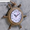 Часы настенные Штурвал, d=22 см, по кругу канат из бечёвки, коричневые фото 2
