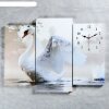 Часы настенные, серия: Животный мир, модульные Белый лебедь на пруду, 60х8 фото 1