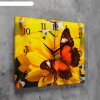 Часы настенные, серия: Животный мир, Бабочка на гербере, 30х40  см, микс фото 2
